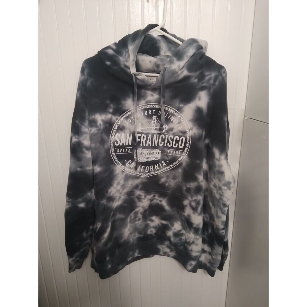 zuni 2xl long sleeve gray & white san francisco california hoodie